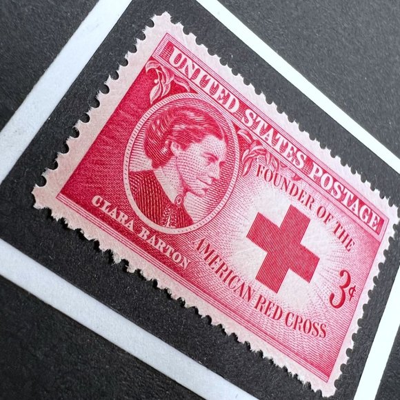 Red Cross Framed Postage Stamp Art 4x4 USA #967 - Picture 2 of 4